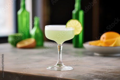 daiquiri in coupe glass, lime slice