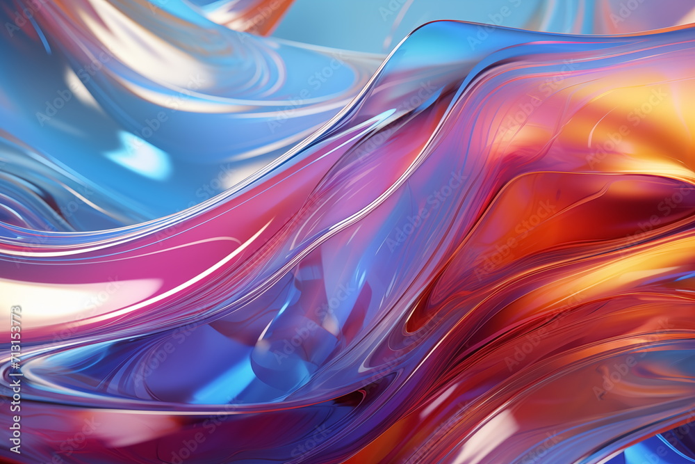 Abstract fluid 3d holographic iridescent neon glass glow rectangular. Gradient design for banners, backgrounds, wallpapers and covers. Generated AI Abstract fluid 3d holographic iridescent neon glass glow rectangular. Gradient design for banners, backgrounds, wallpapers and covers. Generated AI