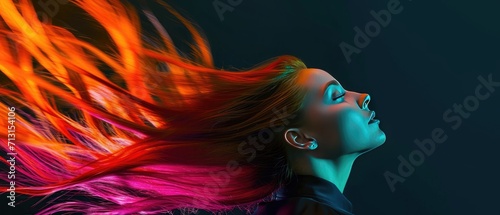 A woman with vibrant, healthy hair tossing her head back, a dynamic image that captures the motion photo