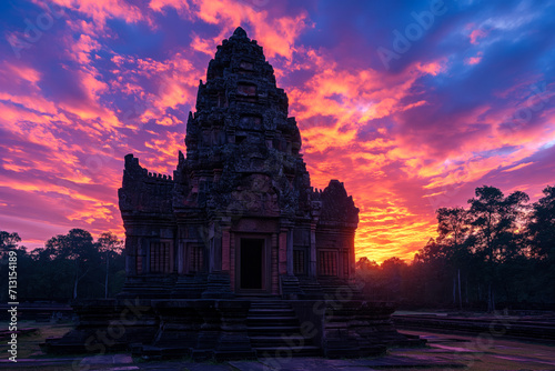 Temple Silhouette at Dawn