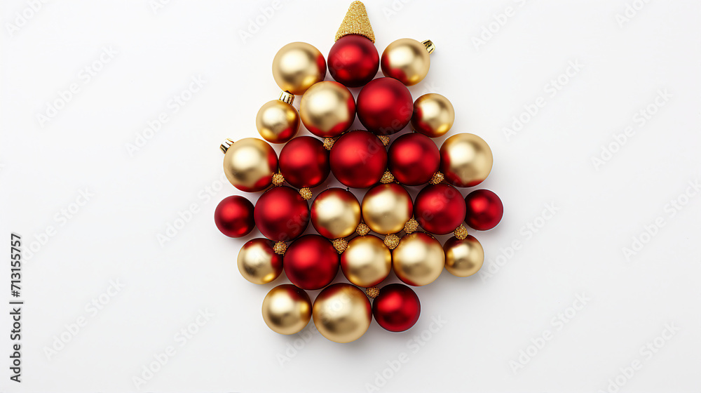 Captivating Christmas Composition: Creative New Year Tree with Shiny Balls on White Background, Perfect for Holiday Promotions and Festive Designs. Captivating Christmas Composition: Creative New Year Tree with Shiny Balls on White Background, Perfect for Holiday Promotions and Festive Designs.