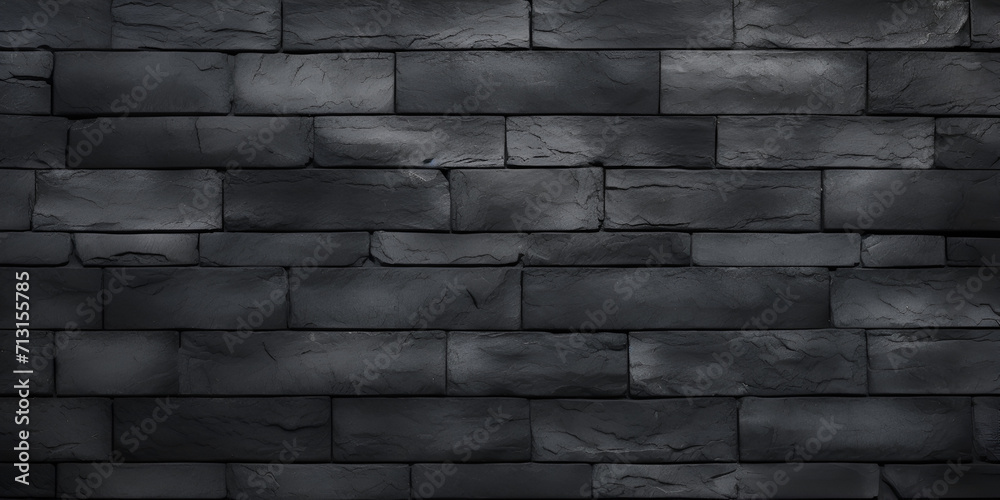 Black brick texture background Modern black stone tile wall pattern and ...