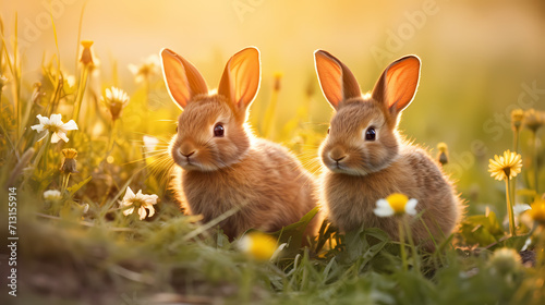 bunnies on the grass
