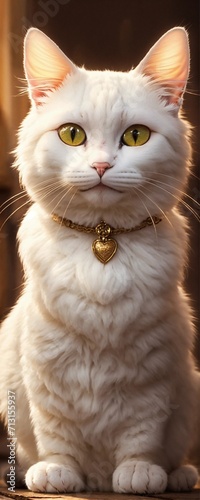A Cute White Cat with am Smile in his Face. 
Portrait of a Cat With Cute Eyes