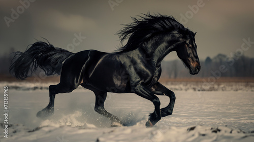 Cavalo Preto galopando - Papel de parede © vitor