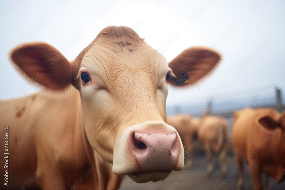 closeup of livestock with breath visible in the fog closeup of livestock with breath visible in the fog