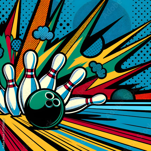 bowling ball and pins, ilustracion