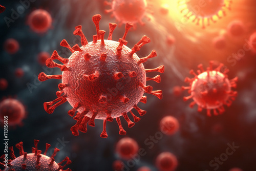 HIV virus particles, artwork - 3d