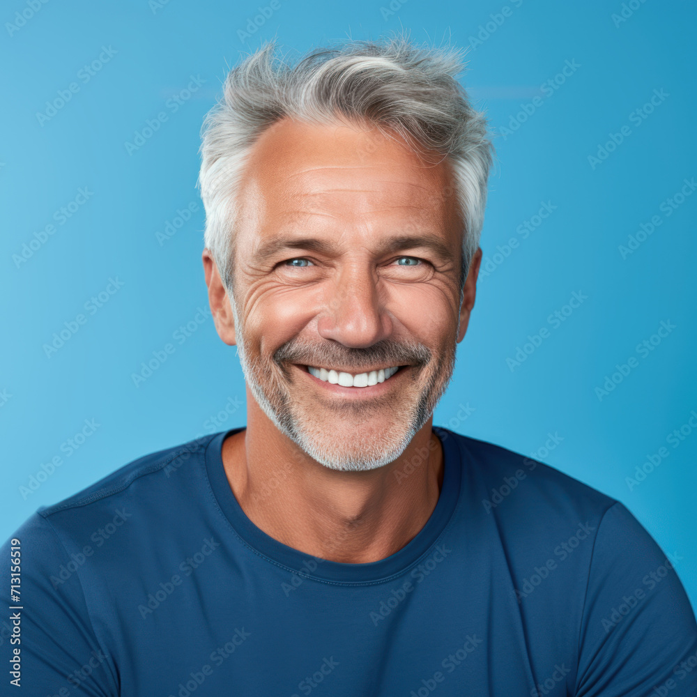 Obraz premium Radiant Elegance: A Smiling and Modern 50-60 Years Old Gentleman