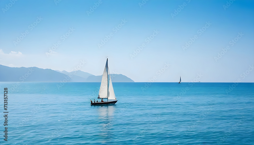 sailboat in the sea alone back