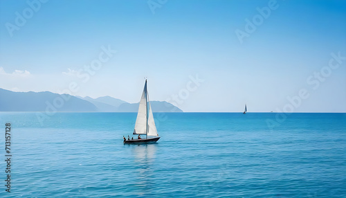 sailboat in the sea alone back © Sajeeka