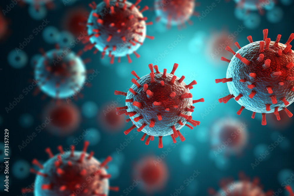 Obraz premium HIV virus particles, artwork - 3d