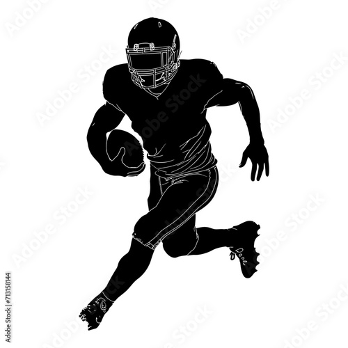 Silhouette american football player full body black color only