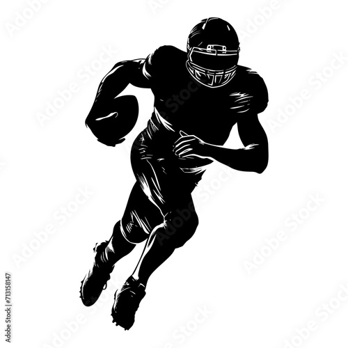 Silhouette american football player full body black color only