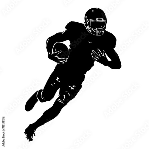 Silhouette american football player full body black color only