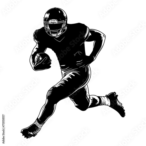 Silhouette american football player full body black color only