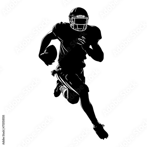 Silhouette american football player full body black color only
