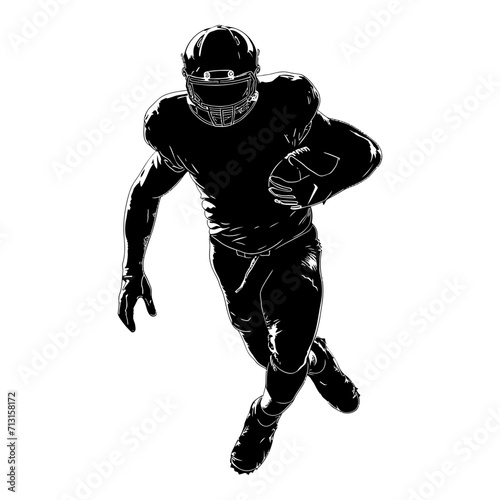 Silhouette american football player full body black color only