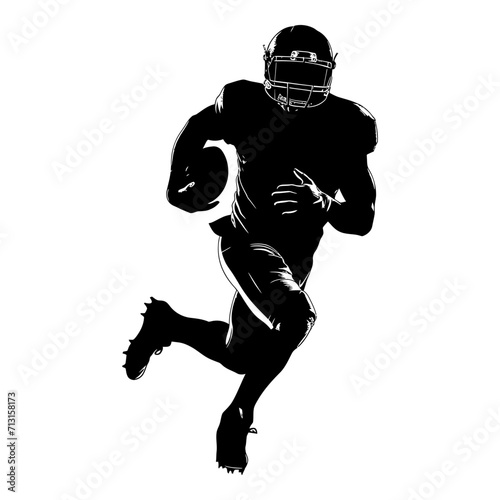Silhouette american football player full body black color only