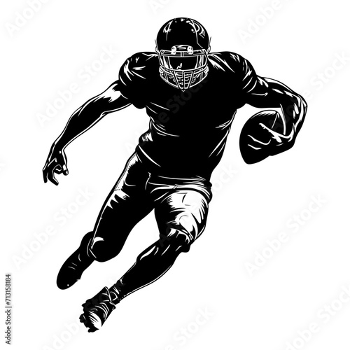 Silhouette american football player full body black color only