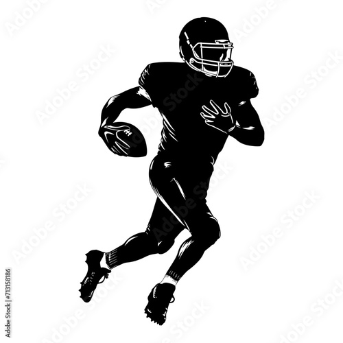 Silhouette american football player full body black color only