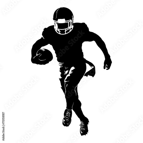 Silhouette american football player full body black color only