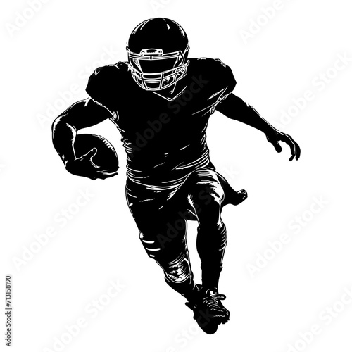Silhouette american football player full body black color only