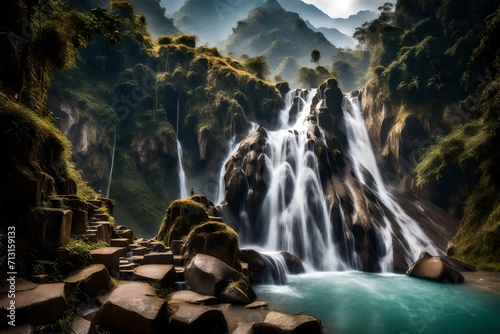 Waterfalls at the Last Resort in Nepal