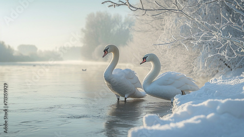 swan in winter