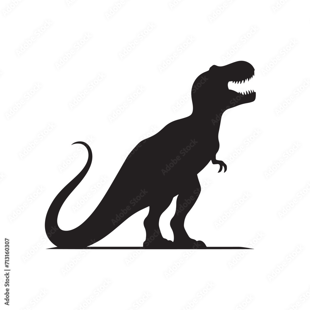 Silhouetted Roar: Monster Reptile Silhouette - Dinosaur Vector Capturing the Mighty Roar of Prehistoric Giants
