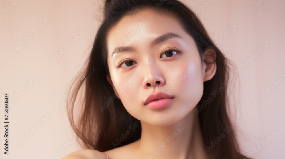 Imperfect skin highlighted in a closeup portrait of an Asian lady.