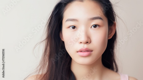 Imperfect skin highlighted in a closeup portrait of an Asian lady.