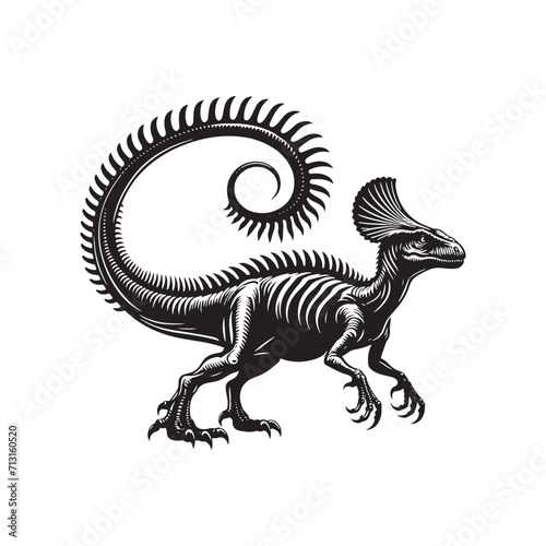 Jurassic Elegance: Dinosaur Silhouette Set Exhibiting the Grace and Majesty of Jurassic Era Creatures - Dinosaur Illustration - Wild Animal Vector
