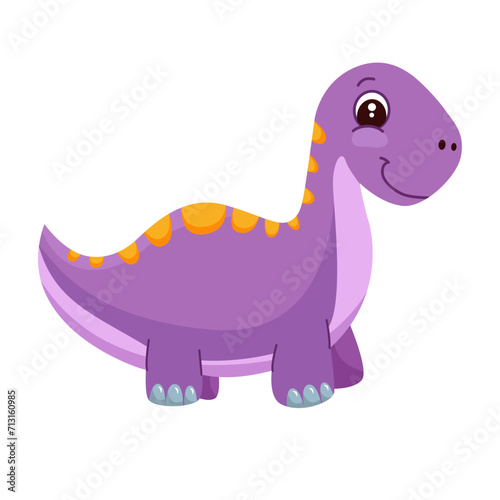 Vector illustration of Cartoon Dinosaur Character. Cute colored dinosaur isolated on white background. T-rex  diplodocus  triceratops.