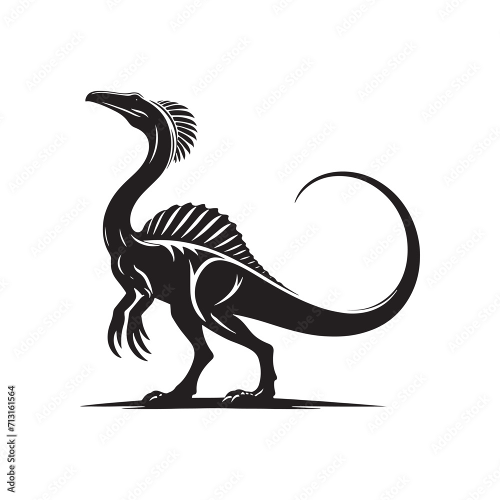 Fototapeta premium Shadows of the Past: Dinosaur Silhouette - Monster Reptile Vector Set Displaying the Intriguing and Mysterious Shadows Cast by Dinosaurs 