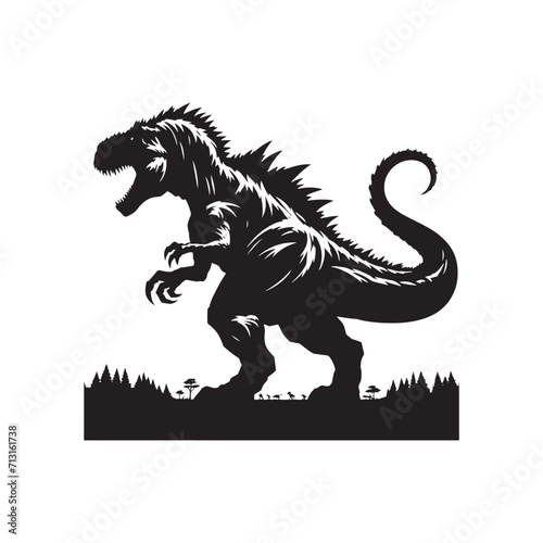 Roaring Giants: Dinosaur Silhouette - Monster Reptile Vector Series Depicting the Mighty Roars of Ancient Giants  © Vista
