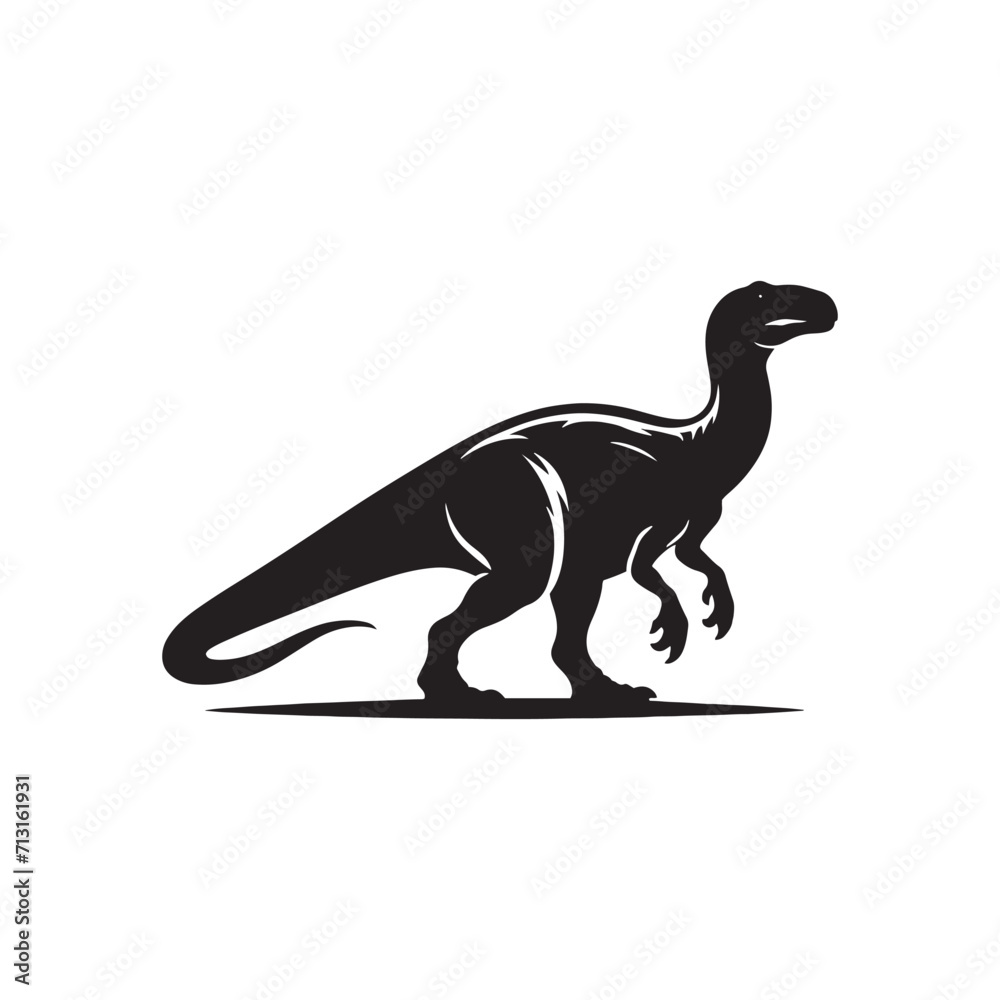 Fossilized Forms: Dinosaur Illustration - Wild Animal Vector Showcasing the Fossilized Beauty of Extinct Creatures in Silhouette
