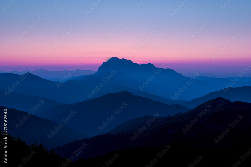 Evening Descends on Majestic Mountains