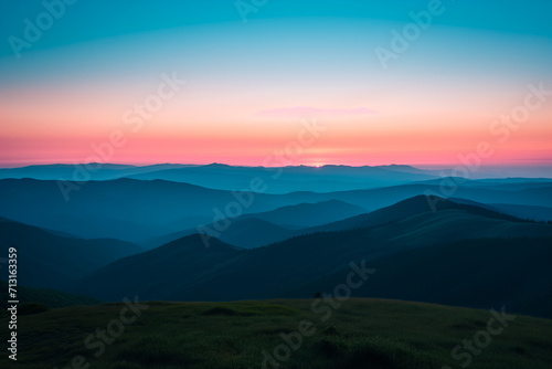 Twilight Hues over Tranquil Mountains
