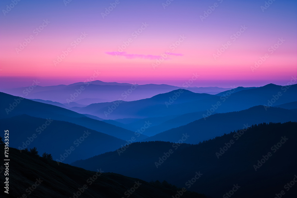 Pastel Twilight Over Soft Mountain Contours