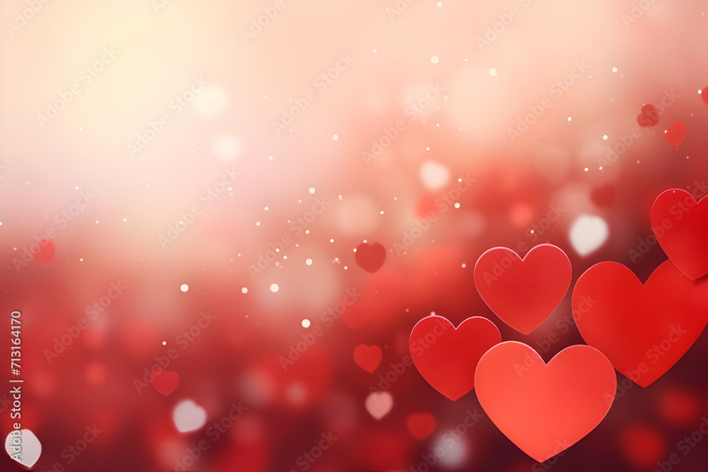 Valentine's day abstract background with heart and bokeh lights