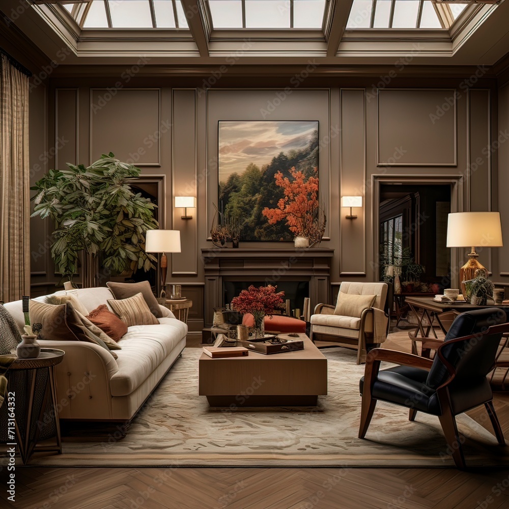 Image of a cozy living room, Generative ai.