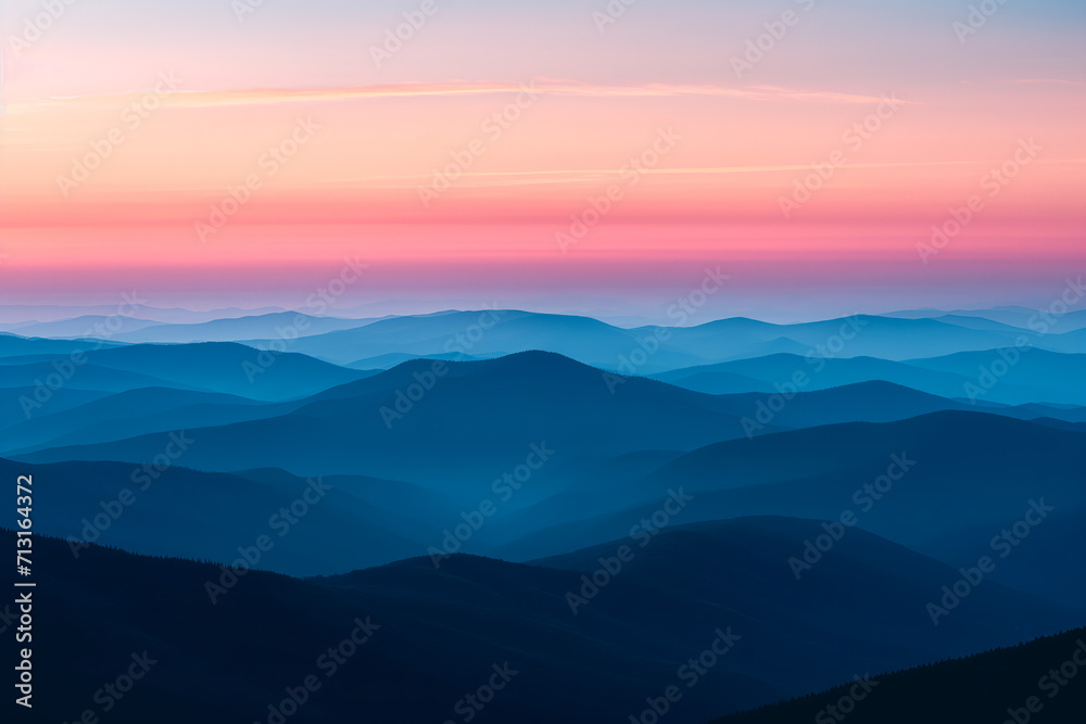Pastel Dawn Over Rolling Hills