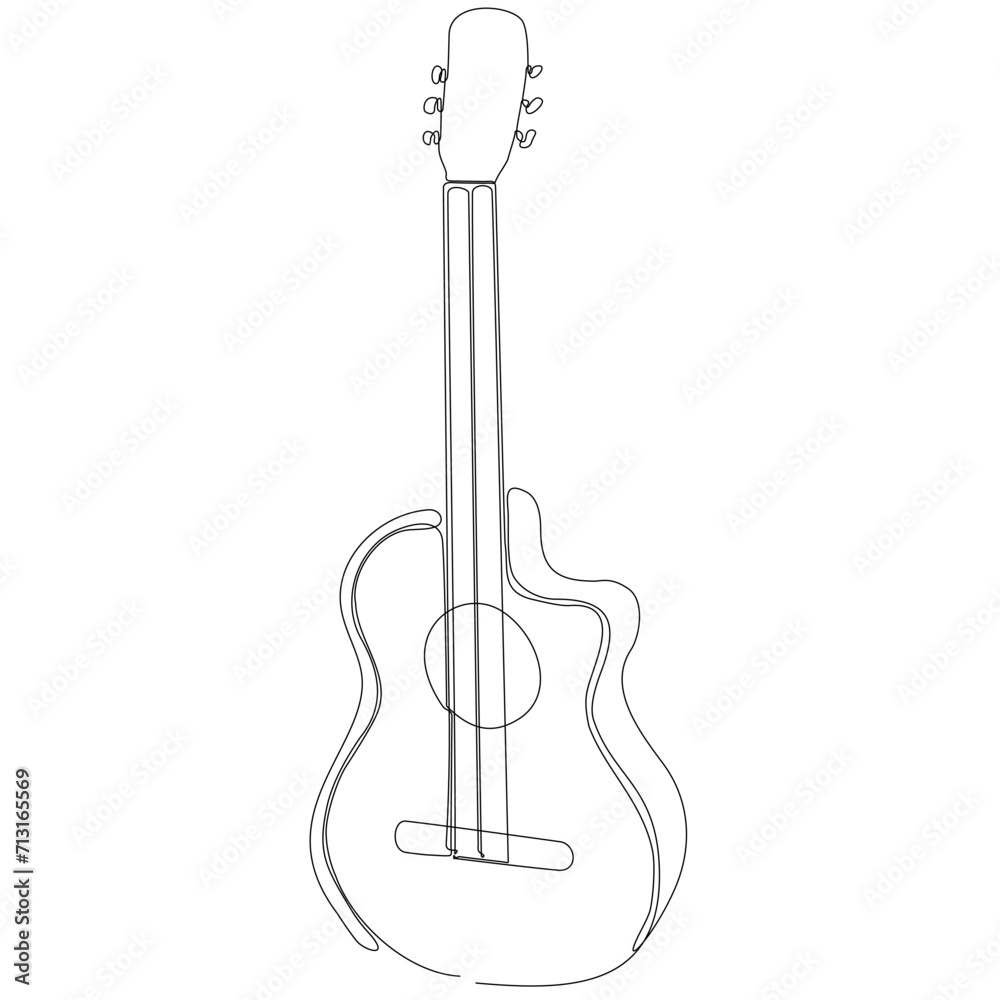 Fototapeta premium acoustic guitar continuous line drawing vector illustration