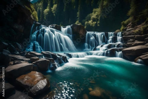 A beautiful mountain river  waterfall
