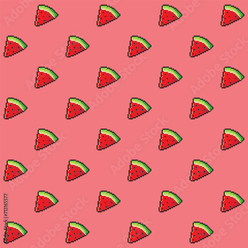 seamless pattern pixel red watermelon isolated on background