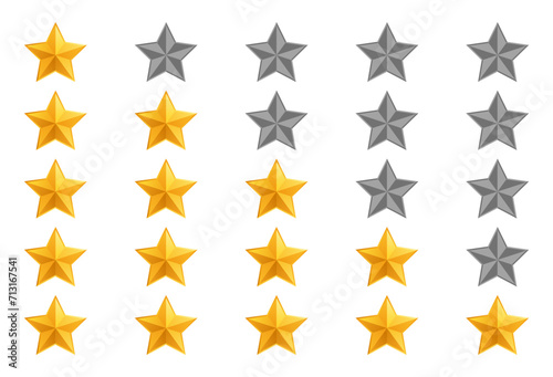 Star rating icons set. set of gold star icons isolated on white background vector eps10