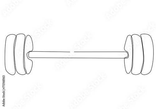 Draw a continuous line of barbells or dumbbells