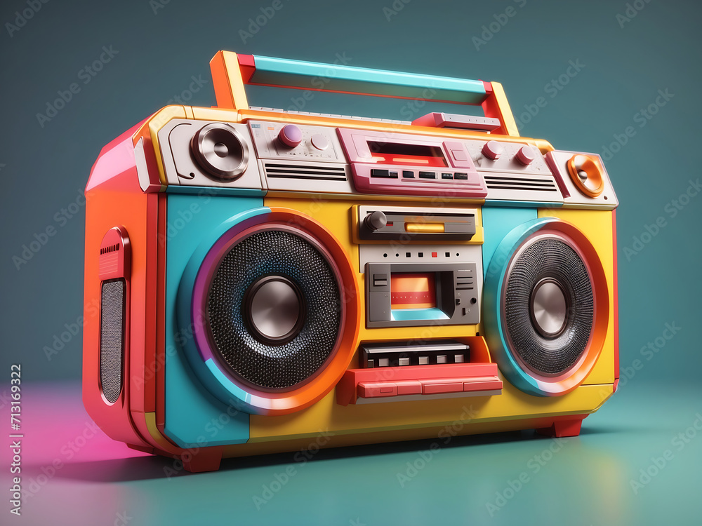 Colourful retro Boombox 3d illustration design. Colourful retro Boombox 3d illustration design.