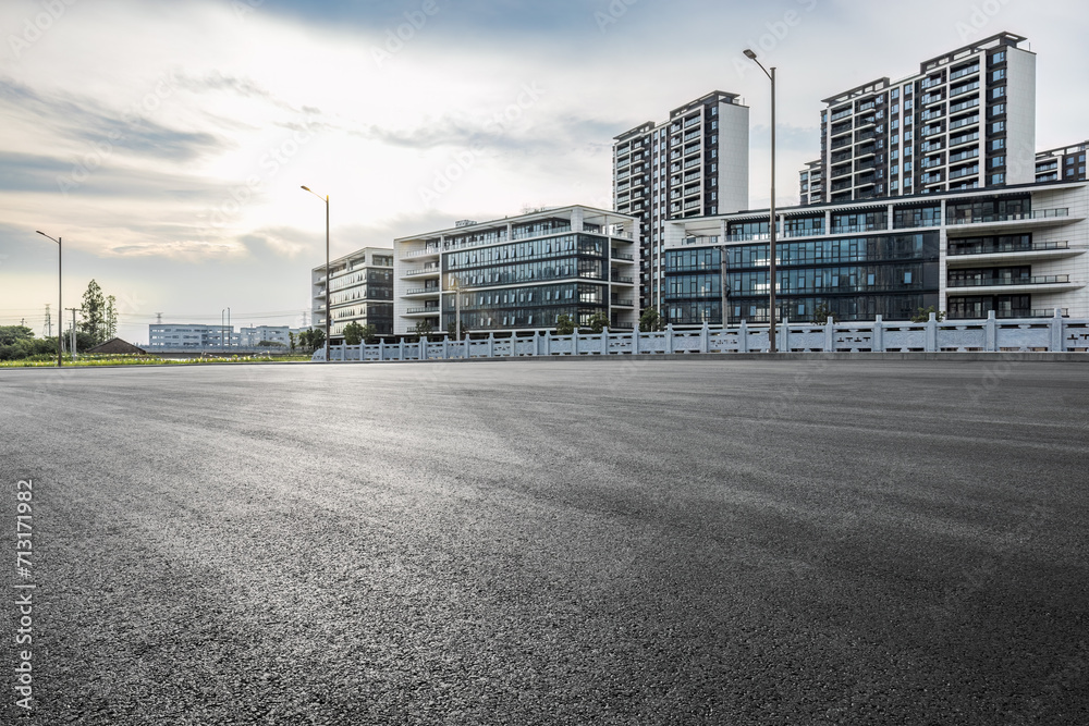 New asphalt roads and construction landscaping New asphalt roads and construction landscaping